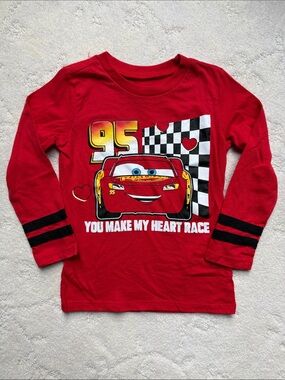 5T NWOT Red Lightning McQueen 'You Make My Heart Race' Long Sleeve Tee-Boys